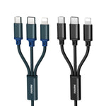 REMAX RC-131TH 1m 2.8A 3-in-1 USB to 8ピン & USB-C / Type-C & Micro USB 充電ケーブル