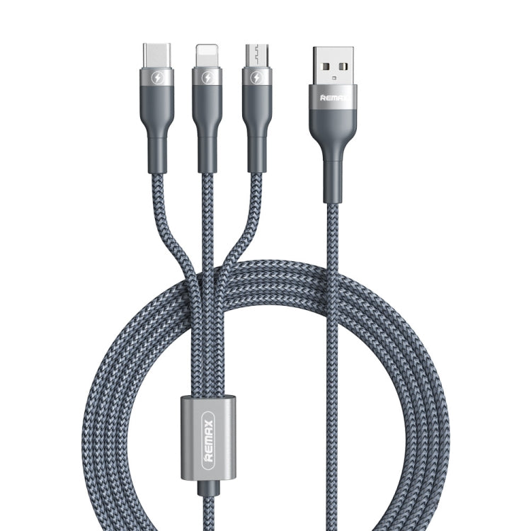 REMAX RC-070TH 1.2m 2A 3-in-1 USB to 8ピン & USB-C / Type-C & Micro USB 充電ケーブル