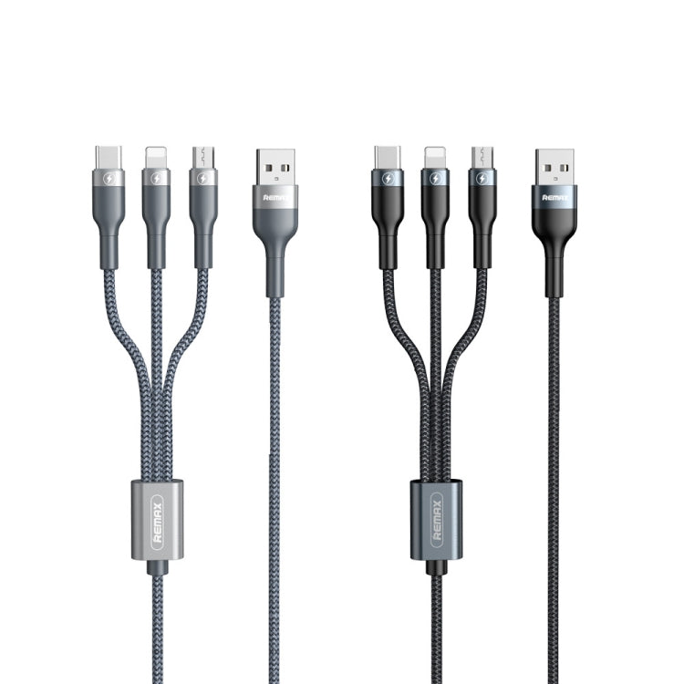REMAX RC-070TH 1.2m 2A 3-in-1 USB to 8ピン & USB-C / Type-C & Micro USB 充電ケーブル