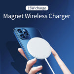OJD-63 15W アルミ合金スタイル丸型 Magsafe マグネット式ワイヤレス充電器、マグネット付き