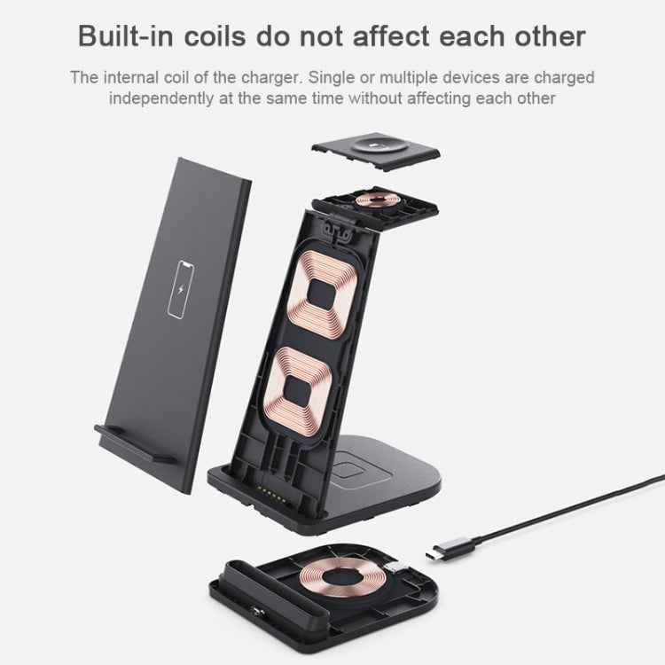 HQ-UD21 3-in-1 折りたたみ式スマホ・時計多機能充電スタンド ワイヤレス充電器 iPhone＆Apple Watch＆AirPods対応、HQ-UD21
