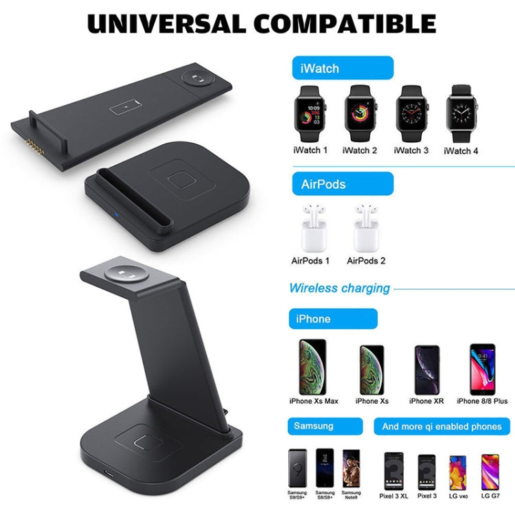 HQ-UD21 3-in-1 折りたたみ式スマホ・時計多機能充電スタンド ワイヤレス充電器 iPhone＆Apple Watch＆AirPods対応、HQ-UD21