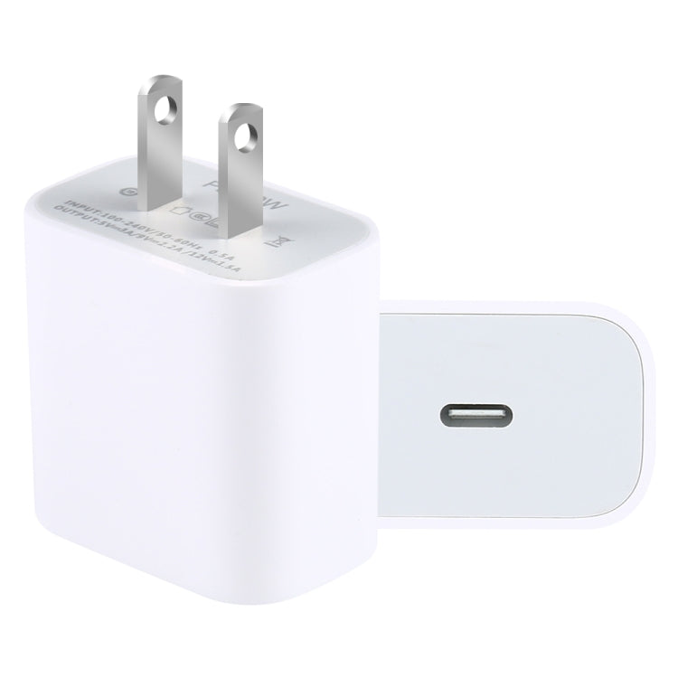 PD 20W シングル USB-C / Type-C インターフェース トラベル充電器、USプラグ、20W USプラグ