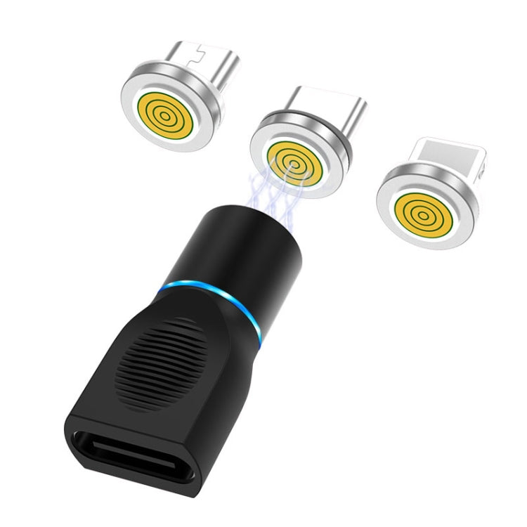 4-in-1 3A 8ピン＆USB-C / Type-C＆マイクロUSB亜鉛合金マグネティック充電ヘッド＋USB-C / Type-Cマグネティック充電アダプターセット、USB-C / Type-C