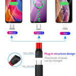 4-in-1 3A 8ピン＆USB-C / Type-C＆マイクロUSB亜鉛合金マグネティック充電ヘッド＋USB-C / Type-Cマグネティック充電アダプターセット、USB-C / Type-C