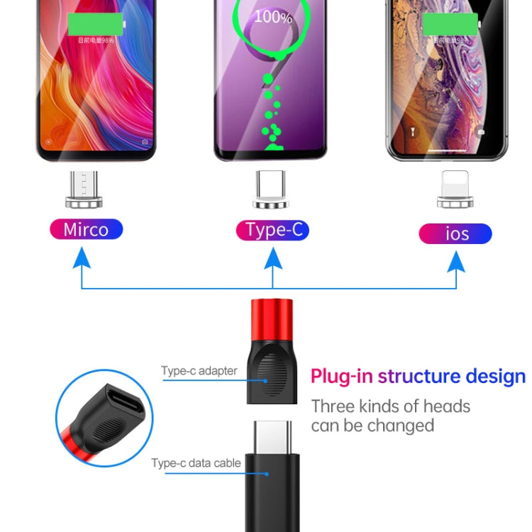 4-in-1 3A 8ピン＆USB-C / Type-C＆マイクロUSB亜鉛合金マグネティック充電ヘッド＋USB-C / Type-Cマグネティック充電アダプターセット、USB-C / Type-C