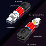 4-in-1 3A 8ピン＆USB-C / Type-C＆マイクロUSB亜鉛合金マグネティック充電ヘッド＋USB-C / Type-Cマグネティック充電アダプターセット、USB-C / Type-C