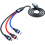 40W 5A USB to Micro USB + USB-C / Type-C + 8ピン 高速充電データケーブル、ケーブル長さ：1.2m、1.2m