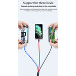 40W 5A USB to Micro USB + USB-C / Type-C + 8ピン 高速充電データケーブル、ケーブル長さ：1.2m、1.2m
