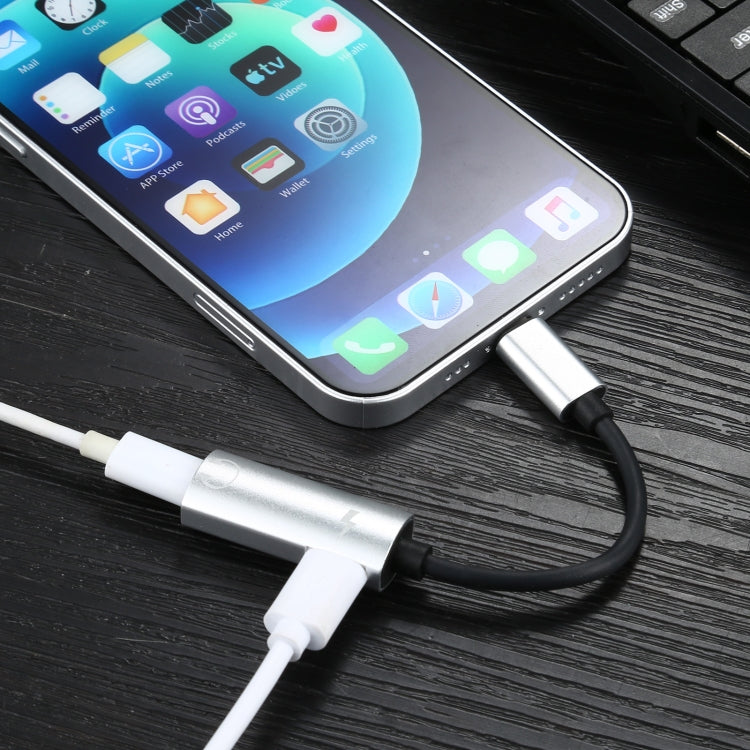 2-in-1 8ピンオスからデュアル8ピンメス 充電＆音楽再生用オーディオイヤホンアダプター、すべてのiOSシステム対応
