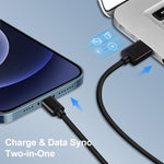LZ-728 2in1 18W QC 3.0 USBインターフェース トラベルチャージャー + USB to 8ピン データケーブルセット、EUプラグ、ケーブル長：1m、8ピンケーブル付き