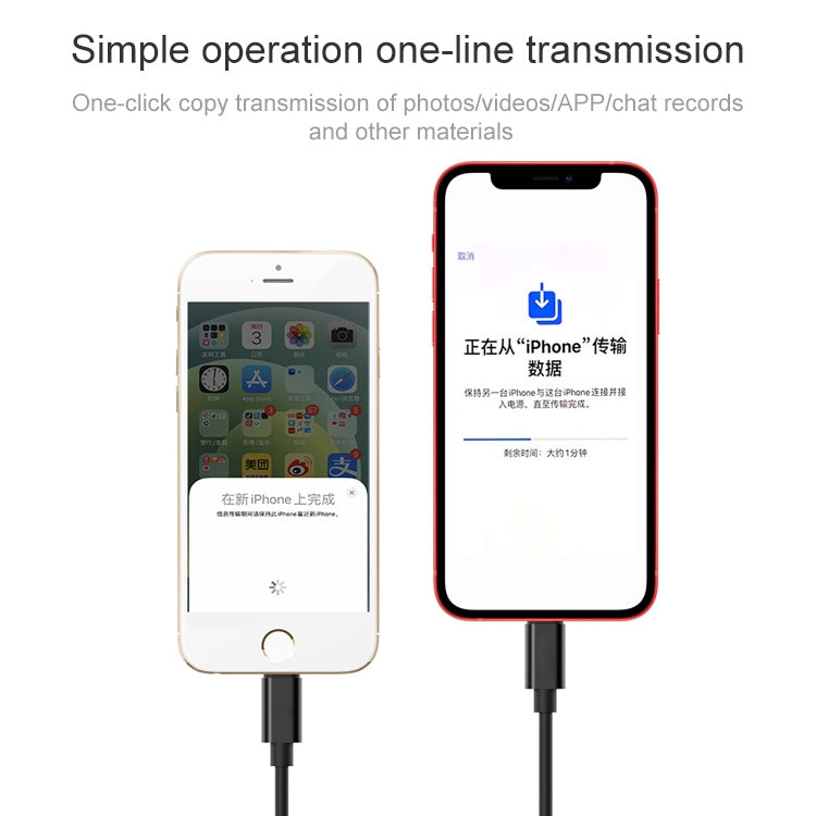 8ピン to 8ピン データ移行ケーブル、充電対応、ケーブル長さ：30cm