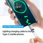 USB-C / Type-C オス to 8ピン メス 充電アダプター、データ転送対応、8ピン メス