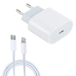 L-012 2イン1 20W PD USB-C / Type-C インターフェース トラベル充電器 + USB-C / Type-C to 8ピンデータケーブルセット、EUプラグ