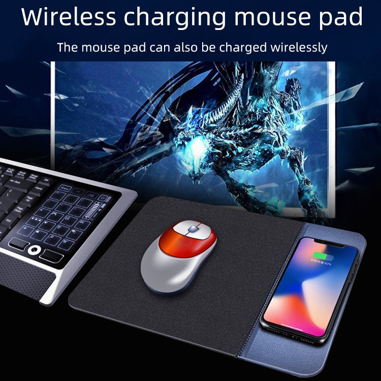 OJD-36 QI規格 10W ライティングワイヤレス充電器 ゴム製マウスパッド、サイズ：26.2 x 19.8 x 0.65cm