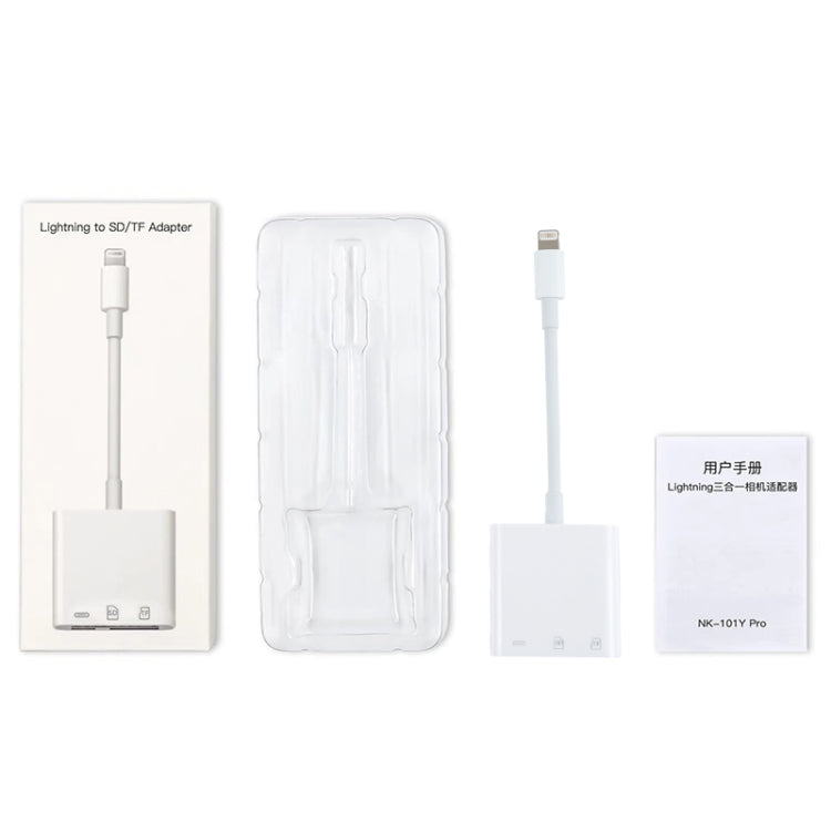 NK-101Y Pro 8ピン to 8ピン + SD + TFポート 3-in-1 カメラリーダーアダプター