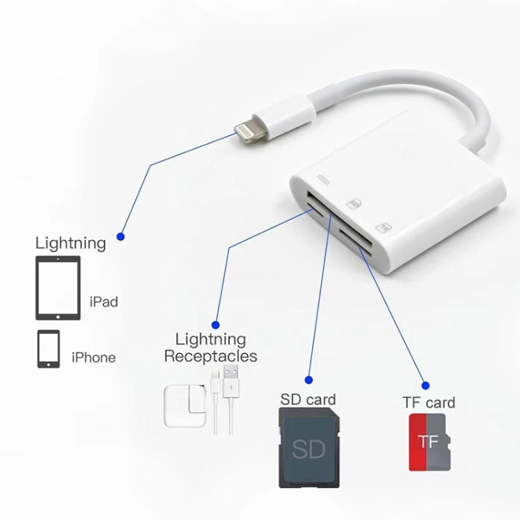 NK-101Y Pro 8ピン to 8ピン + SD + TFポート 3-in-1 カメラリーダーアダプター