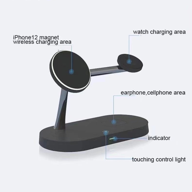 T268 5イン1 15W 多機能マグネティックワイヤレス充電器 iPhone 12シリーズ＆Apple Watch＆AirPods 1 / 2 / Pro対応、LEDライト付き