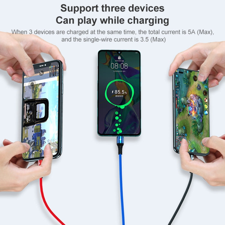 K061 1.2m 5A 3イン1 USBから8ピン＋USB-C／Type-C＋Micro USBラウンド高速充電データケーブル