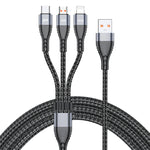 ADC-138 66W 3イン1 USBから8ピン＋Micro USB＋USB-C／Type-C高速充電編組データケーブル、ケーブル長さ：1.2m