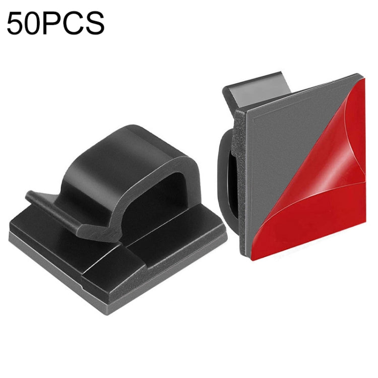 HG2392 50個入り デスクトップ用データケーブルオーガナイザー固定クリップ ゴムタイプ：赤とグレー、50個セット