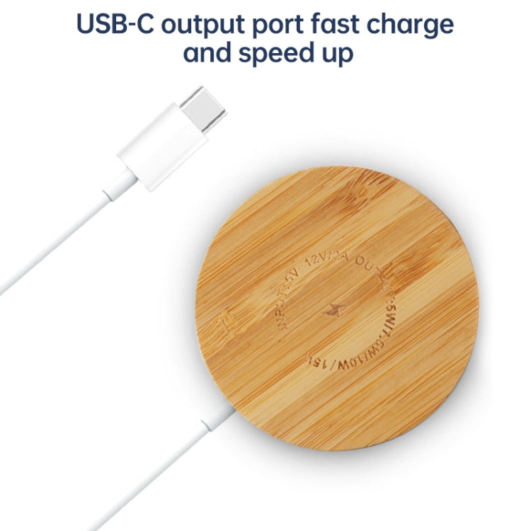 JYD01 15W Magsafe 丸型竹製マグネティックワイヤレス充電器