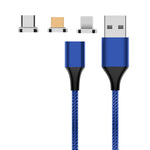 M11 3in1 3A USB to 8ピン + Micro USB + USB-C / Type-C ナイロン編みマグネットデータケーブル、ケーブル長さ：2m、8ピン + Micro USB + USB-C / Type-C
