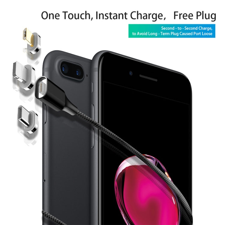 M11 3in1 3A USB to 8ピン + Micro USB + USB-C / Type-C ナイロン編みマグネットデータケーブル、ケーブル長さ：2m、8ピン + Micro USB + USB-C / Type-C