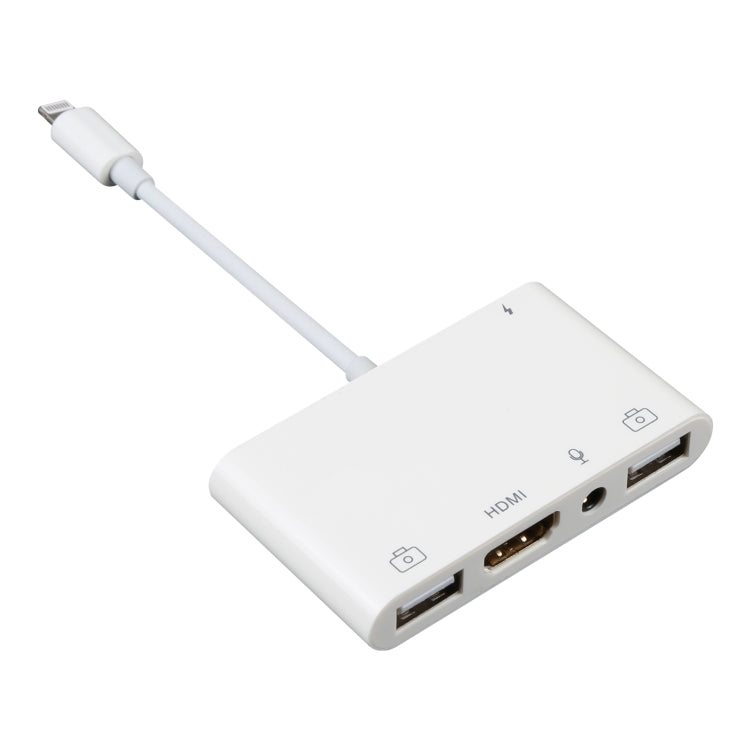4イン1 8ピンからデュアルUSB＋3.5mm AUX＋HDMI OTGオーディオデジタルAVアダプター