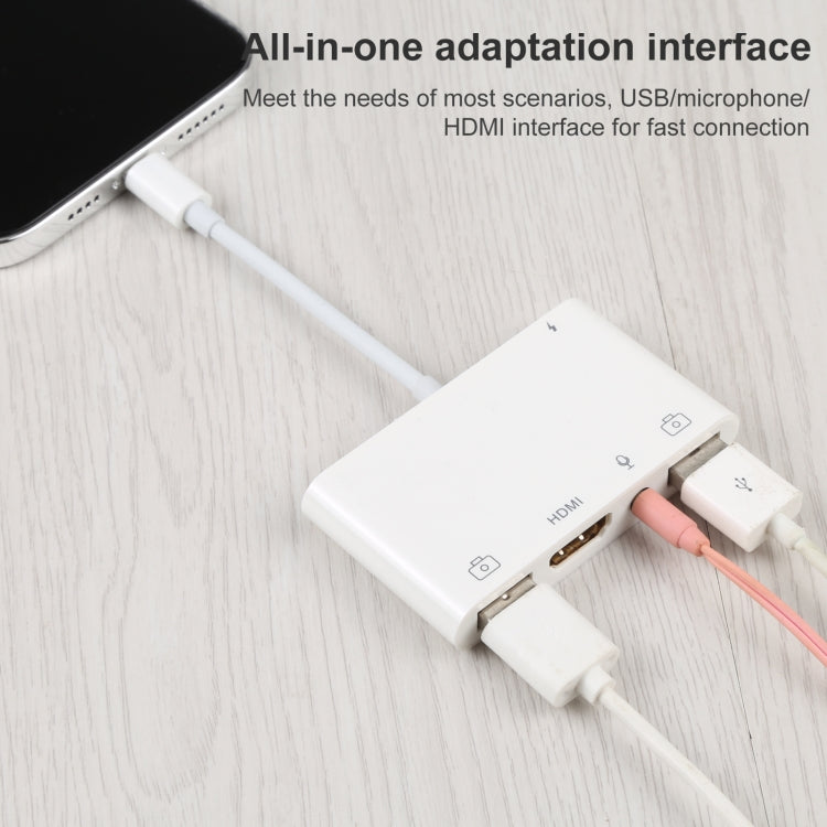 4イン1 8ピンからデュアルUSB＋3.5mm AUX＋HDMI OTGオーディオデジタルAVアダプター