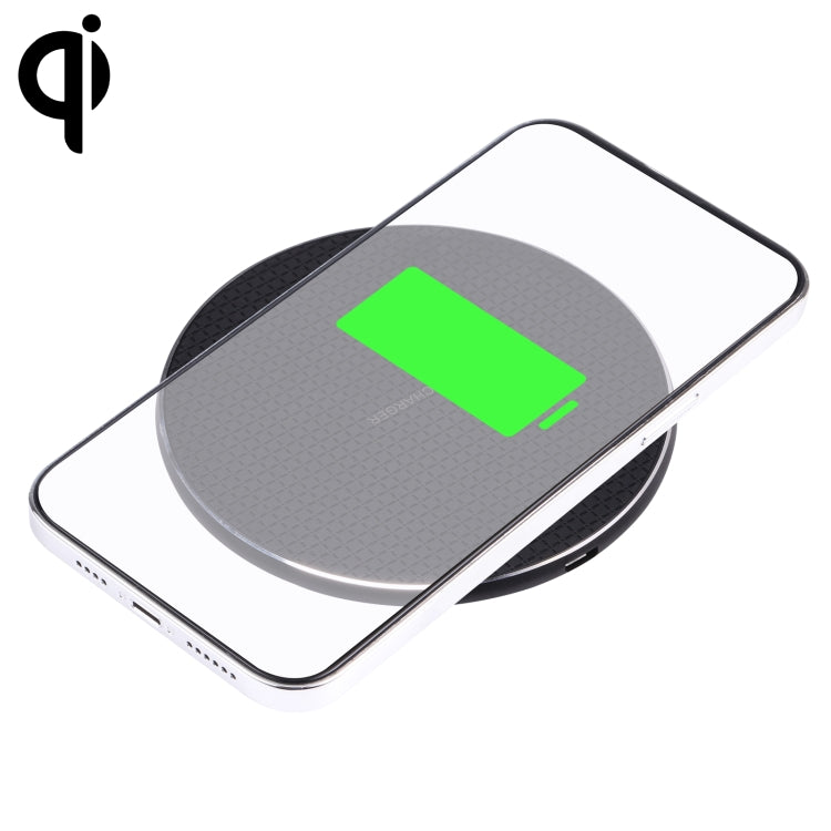 10W QI チェック柄丸型金属ワイヤレス充電器、10W 金属製