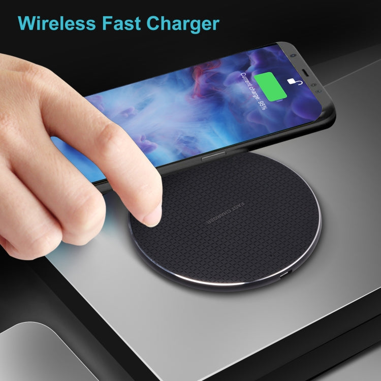 10W QI チェック柄丸型金属ワイヤレス充電器、10W 金属製