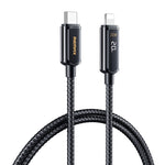 REMAX RC-128i 20W Type-C／USB-Cから8ピン インテリジェントデジタルディスプレイ亜鉛合金編組充電データケーブル、長さ：1.2m