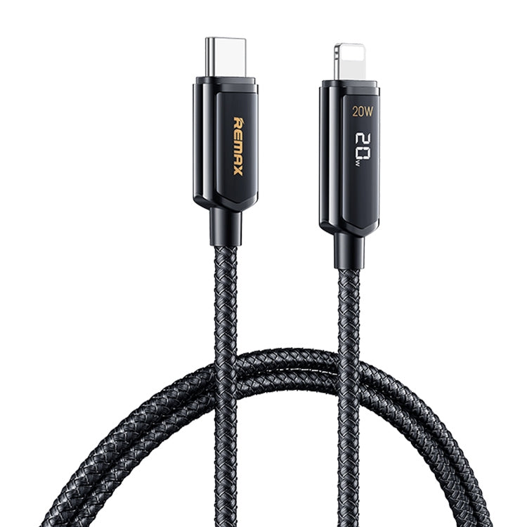 REMAX RC-128i 20W Type-C／USB-Cから8ピン インテリジェントデジタルディスプレイ亜鉛合金編組充電データケーブル、長さ：1.2m