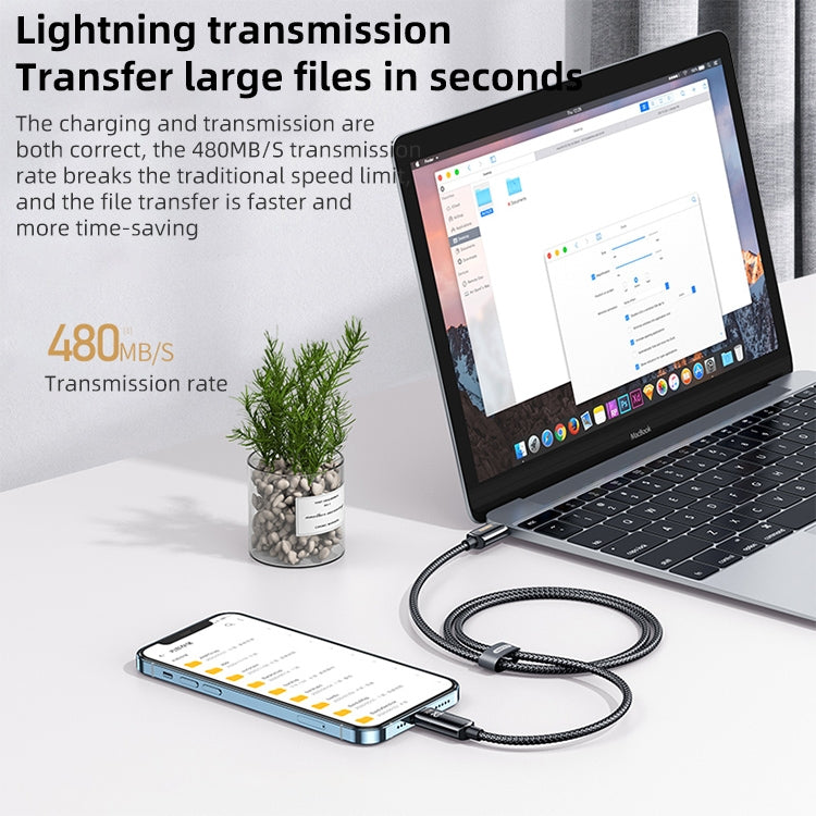 REMAX RC-128i 20W Type-C／USB-Cから8ピン インテリジェントデジタルディスプレイ亜鉛合金編組充電データケーブル、長さ：1.2m