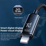 REMAX RC-128i 20W Type-C／USB-Cから8ピン インテリジェントデジタルディスプレイ亜鉛合金編組充電データケーブル、長さ：1.2m
