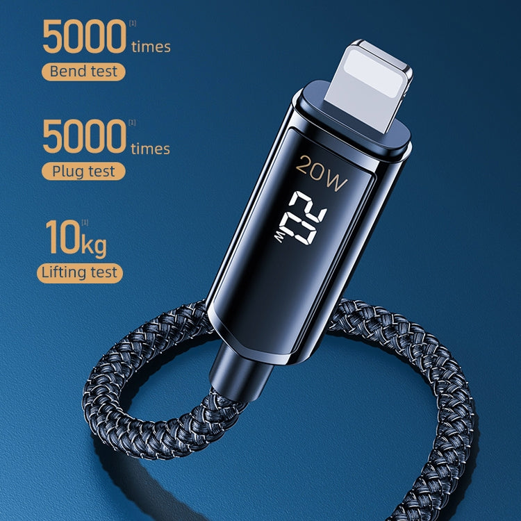 REMAX RC-128i 20W Type-C／USB-Cから8ピン インテリジェントデジタルディスプレイ亜鉛合金編組充電データケーブル、長さ：1.2m
