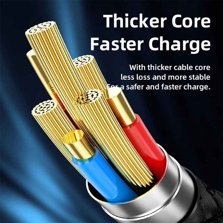 REMAX RC-128i 20W Type-C／USB-Cから8ピン インテリジェントデジタルディスプレイ亜鉛合金編組充電データケーブル、長さ：1.2m