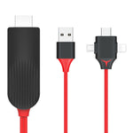 MiraScreen L7-8 3-in-1 8ピン＋マイクロUSB＋USB-C / Type-C to HDMIビデオコンバーターケーブル、ケーブル長：2m、3-in-1 HDMI