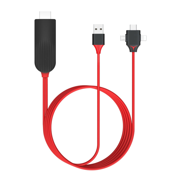 MiraScreen L7-8 3-in-1 8ピン＋マイクロUSB＋USB-C / Type-C to HDMIビデオコンバーターケーブル、ケーブル長：2m、3-in-1 HDMI