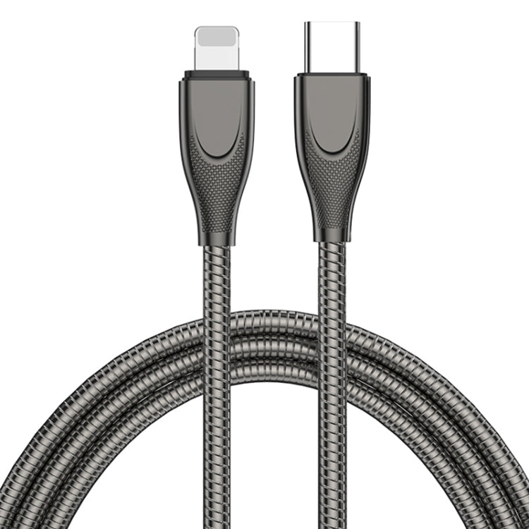 ADC-009 USB-C / Type-Cから8ピン亜鉛合金ホース急速充電データケーブル、ケーブル長：1m、USB-C / Type-Cから8ピン