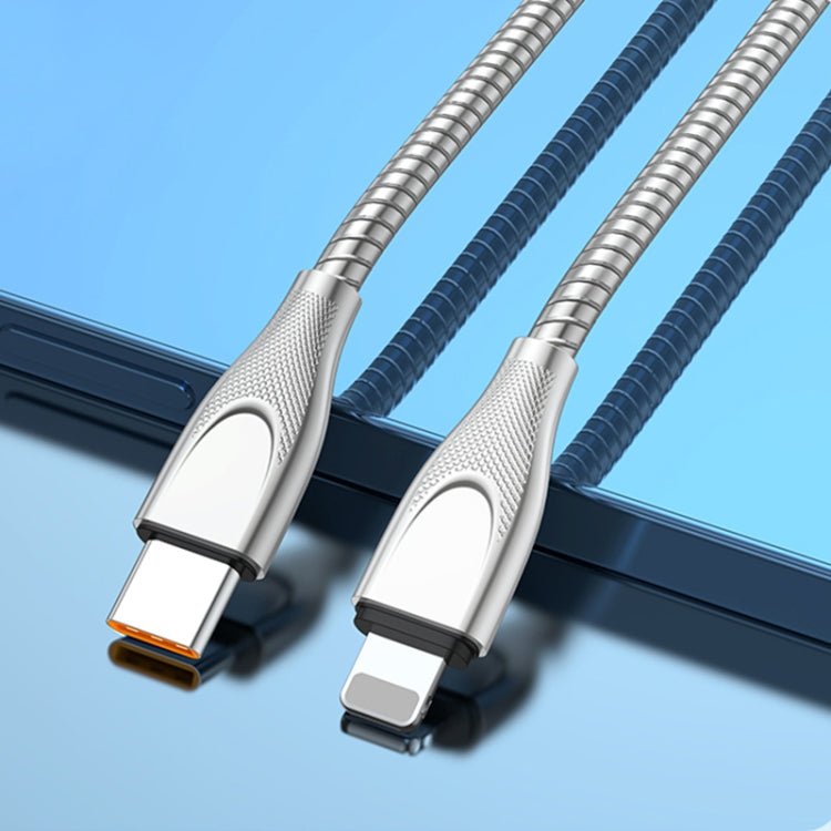 ADC-009 USB-C / Type-Cから8ピン亜鉛合金ホース急速充電データケーブル、ケーブル長：1m、USB-C / Type-Cから8ピン