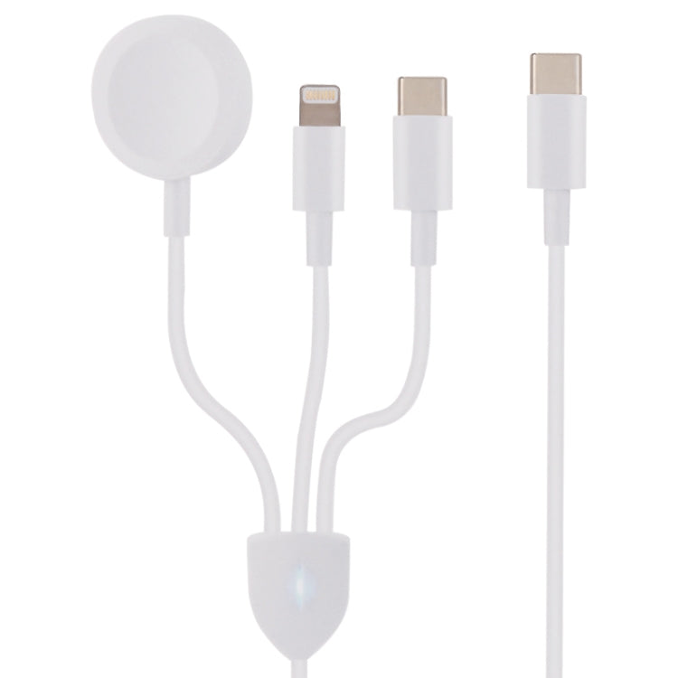 3in1 USB-C / Type-C から 8ピン + USB-C / Type-C + マグネット式ワイヤレスウォッチ充電データケーブル、ケーブル長：1.2m、3in1