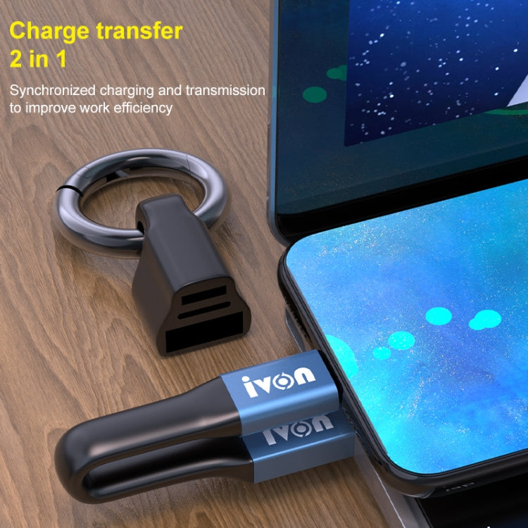 IVON CA90 2.4A USB から 8ピン ポータブルデータケーブル リング付き、長さ：14.5cm、8ピン