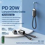 REMAX RC-140i Thorシリーズ PD 20W USB-C / Type-Cから8ピン携帯用ランヤードデータケーブル、ケーブル長：1.2m、USB-C / Type-Cから8ピン