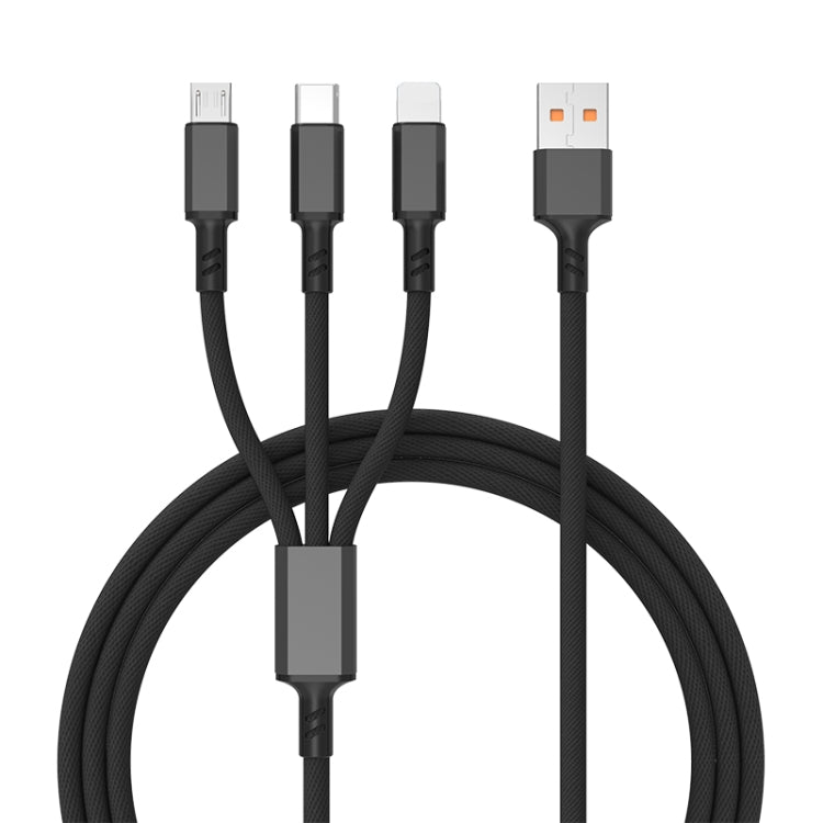 編組 3A 3in1 USB から Type-C / 8ピン / Micro USB 急速充電ケーブル、ケーブル長：1.2m、ホワイトプラグ（レッド）、ホワイトプラグ（ブラック）、ホワイトプラグ（ブルー）