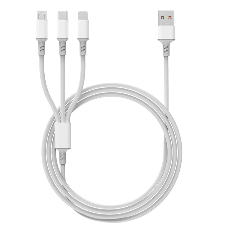 3A 3in1 USB から Type-C / 8ピン / Micro USB 急速充電ケーブル、ケーブル長：1.2m、ホワイト