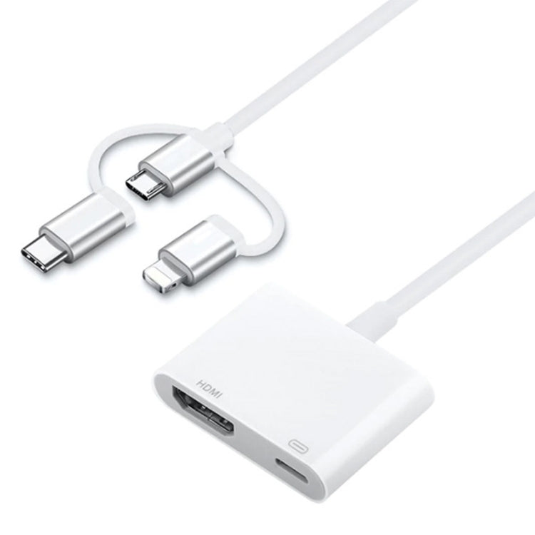 A18 Pro 3-in-1 8ピン + Type-C + Micro USB から HDMI + 8ピンデジタルAVアダプター