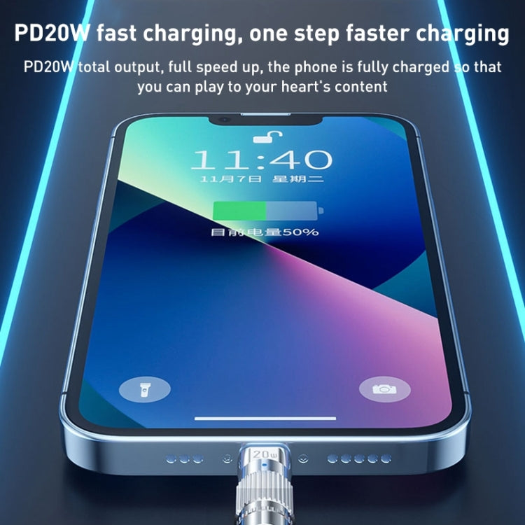 WK WDC-187 Qjieシリーズ 20W USB-C/Type-Cから8ピン急速充電データケーブル、長さ：1m、USB-C/Type-Cから8ピン