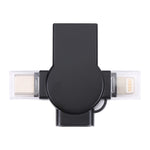 X09 4-in-1 USB からデュアル8ピン＋USB-C/Type-C インターフェース OTGアダプター、4-in-1